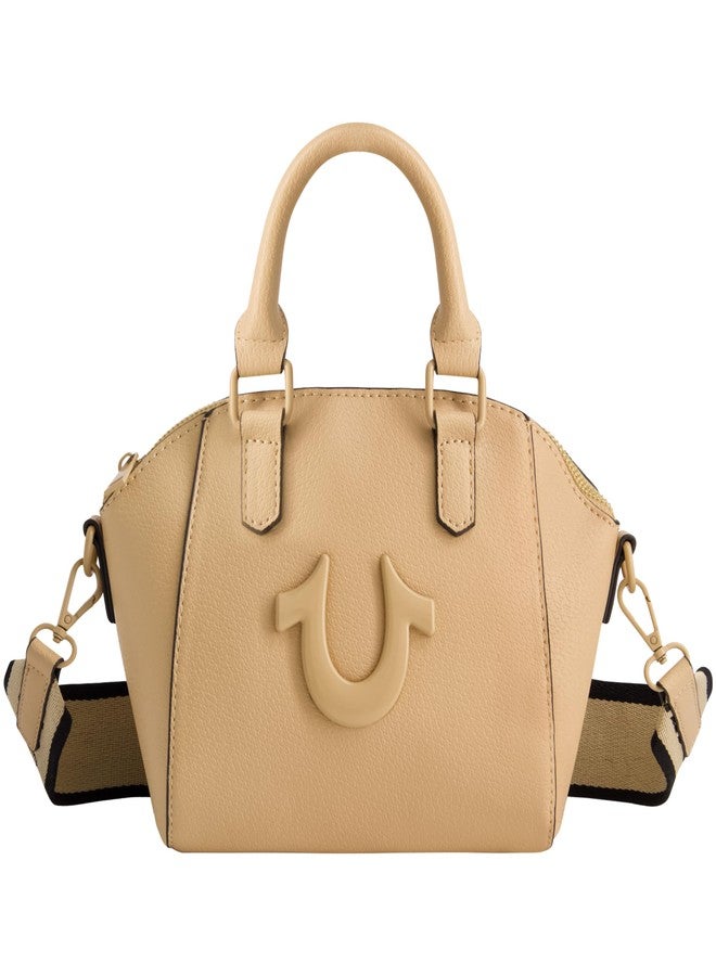 True Religion Women's Satchel Bag, Small Crossbody Purse Handbag with Adjustable Removable Shoulder Strap, Camel - Image 1