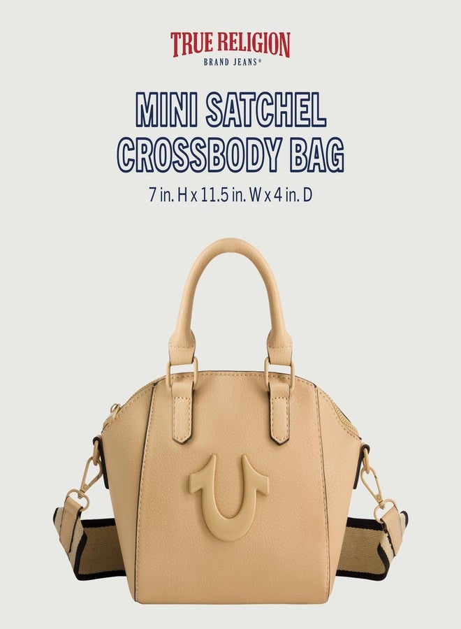 True Religion Women's Satchel Bag, Small Crossbody Purse Handbag with Adjustable Removable Shoulder Strap, Camel - Image 2