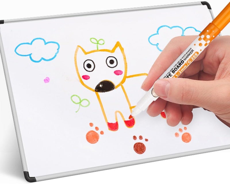 إي سي في في مجموعة من 8 أقلام سبورة بيضاء قابلة للمسح الجاف، أقلام سبورة بيضاء مغناطيسية سهلة المسح، قلم اجتماعات مع غطاء ممحاة للكتابة على السبورة البيضاء والزجاج والمرايا - Image 3