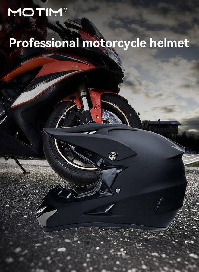 Motim 3Pcs/Set Dirtbike Helmet, Full Face Motocross Motorbike Motorcycle Helmet for Men Cross Helmet, Full Face Helmet Mtb Dot Certification Including Glasses, Gloves and Mask Set - Image 3