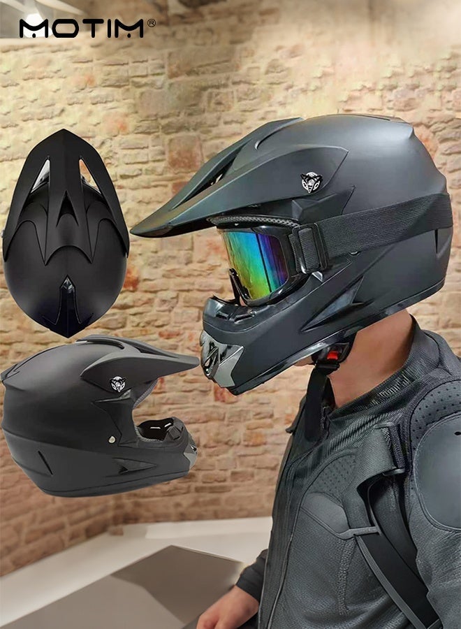 Motim 3Pcs/Set Dirtbike Helmet, Full Face Motocross Motorbike Motorcycle Helmet for Men Cross Helmet, Full Face Helmet Mtb Dot Certification Including Glasses, Gloves and Mask Set - Image 5
