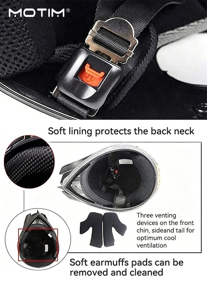 Motim 3Pcs/Set Dirtbike Helmet, Full Face Motocross Motorbike Motorcycle Helmet for Men Cross Helmet, Full Face Helmet Mtb Dot Certification Including Glasses, Gloves and Mask Set - Image 4