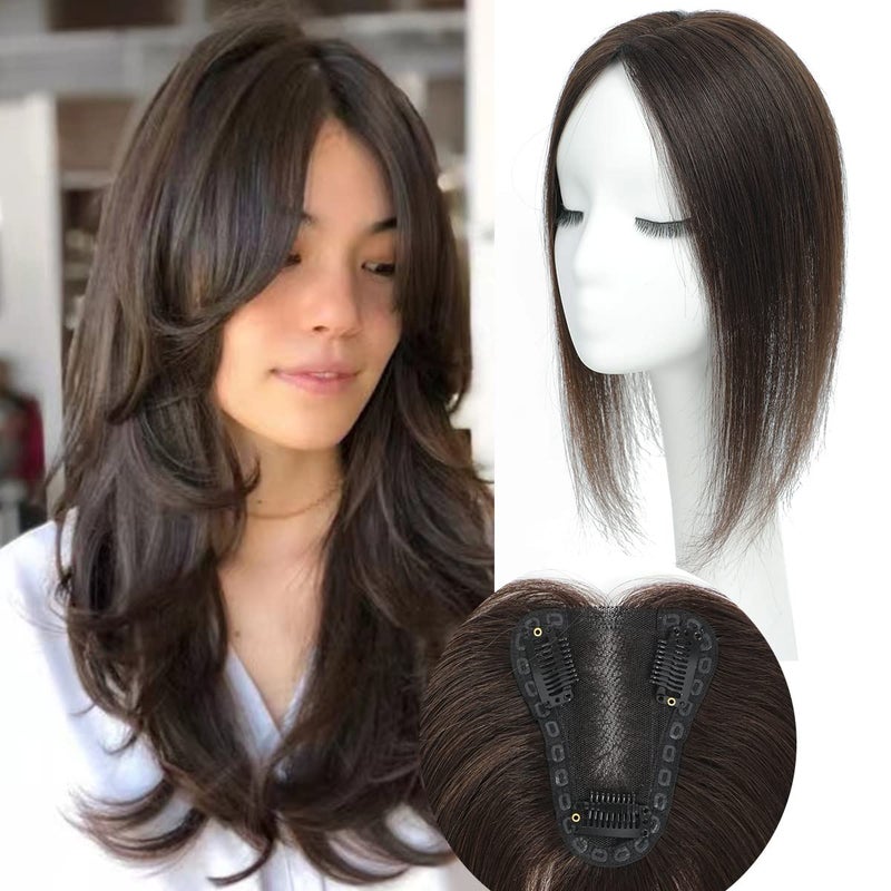Aimeolyn Hair Toppers for Women Real Human Hair,14inch Hairs Topper for Women No Bangs Top Extensions Pieces for Thinning Hairs Upgrade Lace Base 14inch - Image 1