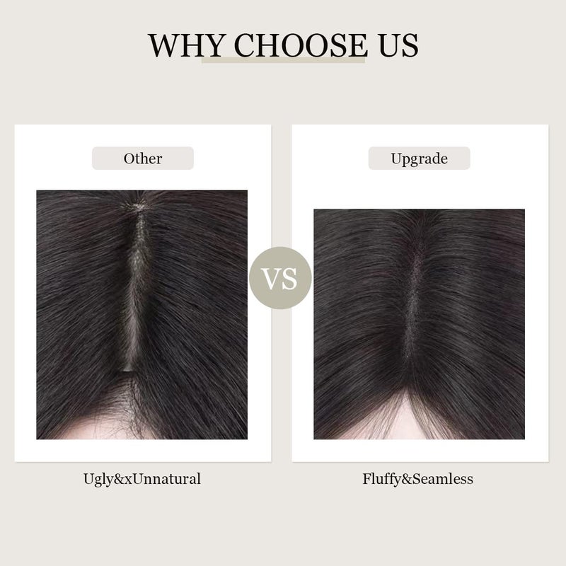 Aimeolyn Hair Toppers for Women Real Human Hair,14inch Hairs Topper for Women No Bangs Top Extensions Pieces for Thinning Hairs Upgrade Lace Base 14inch - Image 4
