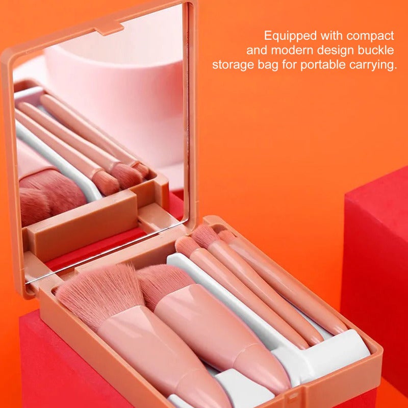 Makeup Brushes: 5-Piece Pink Skin-Friendly Soft Non-Shedding Brush Set - Ergonomic Handle Compact Storage Bag for Makeup Artists Beginners Travel Daily Makeup - Image 3