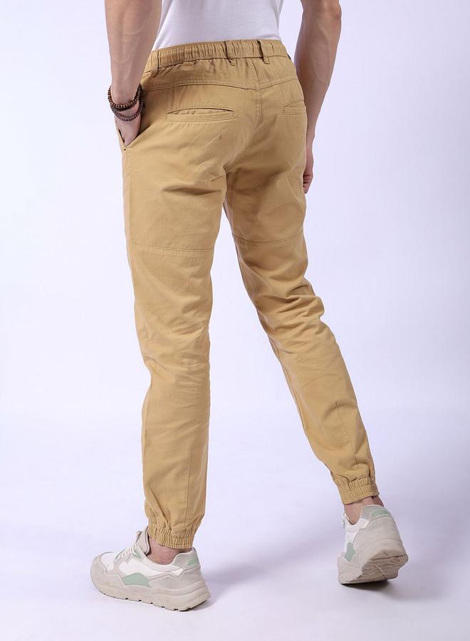 The Indian Garage Co Men Beige Slim Fit Cuffed Joggers - Image 3