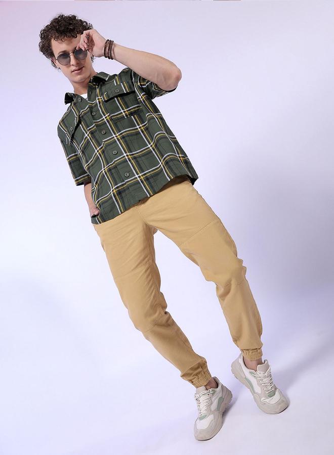 The Indian Garage Co Men Beige Slim Fit Cuffed Joggers - Image 5