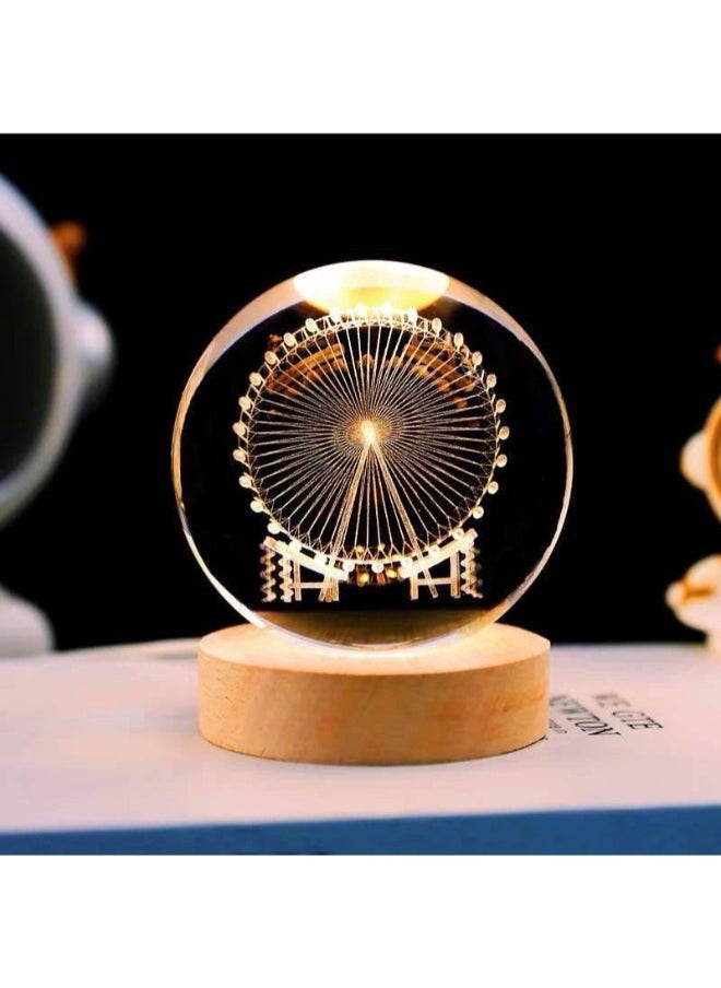 Generic - Crystal Globe with LED Light - D3 Designs: Add a magical ambiance to any space with this glowing crystal globe featuring a variety of stunning designs. Perfect as a decorative piece or a unique gift. - Image 1