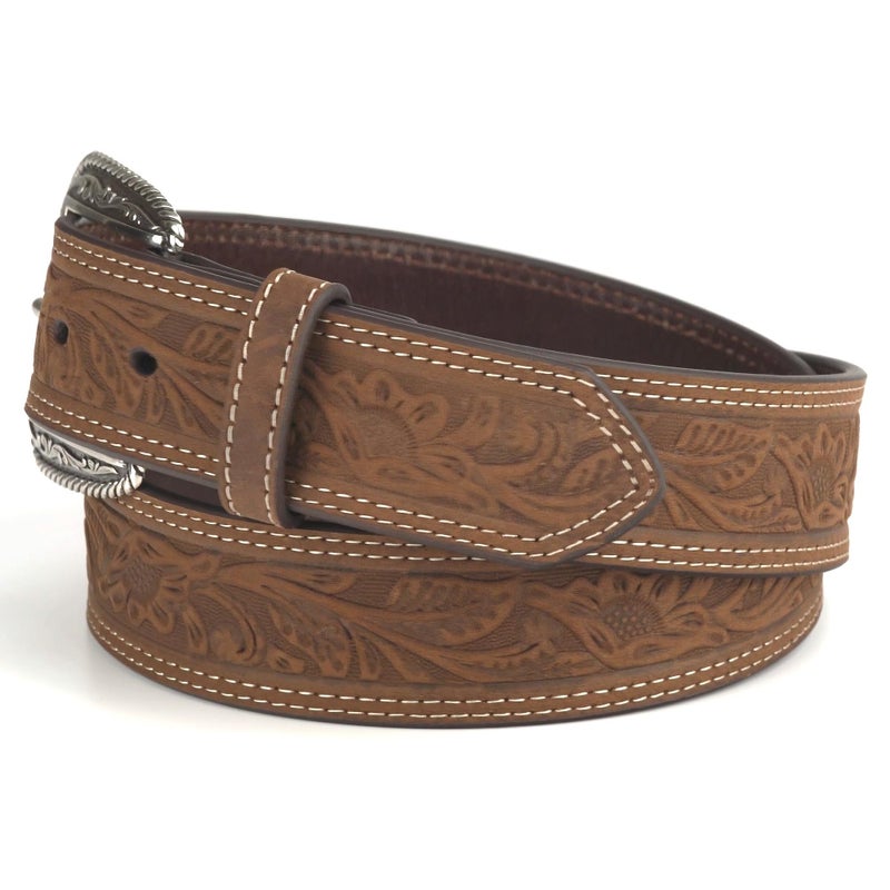 ARIAT Men's Leather Floral Embossed Belt, Medium Brown, 38 - Image 5