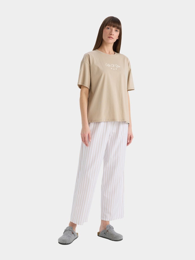 DeFacto DeFacto Printed Regular Fit T-Shirt and Striped Pyjama Set - Image 3