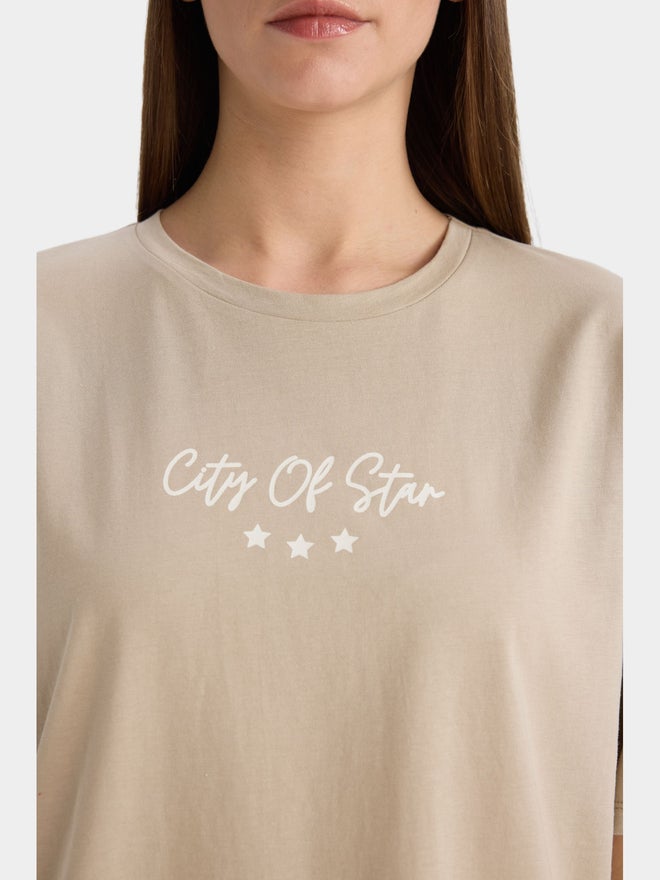 DeFacto DeFacto Printed Regular Fit T-Shirt and Striped Pyjama Set - Image 2