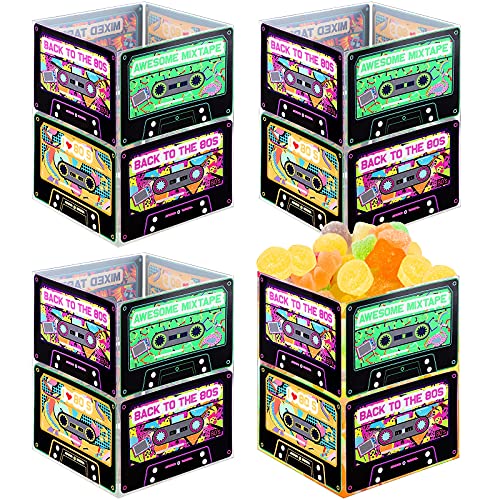 Frienda 8 Pcs Cassette Decorations Retro Cassette Tape Decoration 90s 80s Theme Party Centerpieces 4 Styles Plastic Storage Bucket Cube for 90s Theme Party Gifts18 x 14 x 14 cm - Image 1