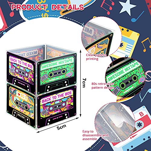 Frienda 8 Pcs Cassette Decorations Retro Cassette Tape Decoration 90s 80s Theme Party Centerpieces 4 Styles Plastic Storage Bucket Cube for 90s Theme Party Gifts18 x 14 x 14 cm - Image 5
