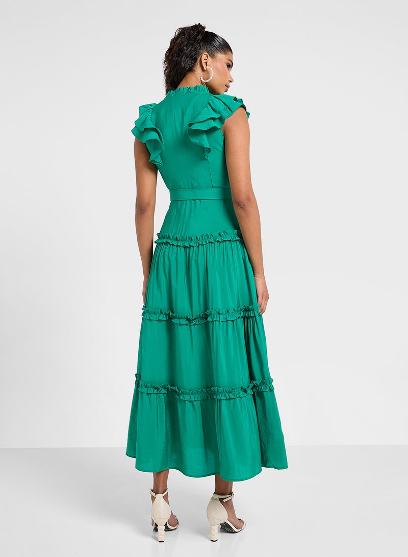 ELLA Ruffled Belted Maxi Dress - Image 2