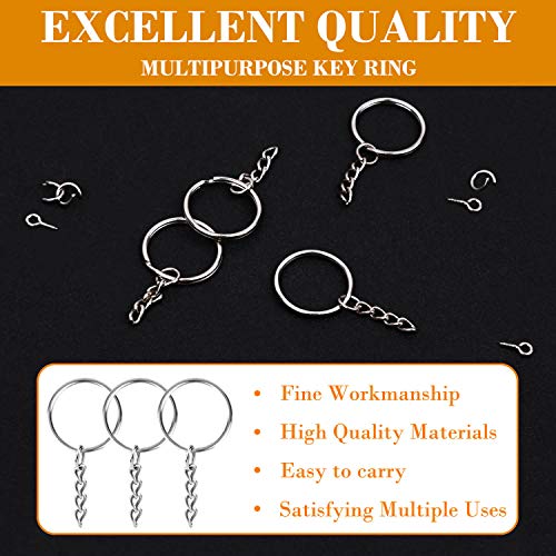 Flasoo Keychain Rings for Crafts, Flasoo 360Pcs Keychains for Resin Include Key Rings with Chain, Jump Rings, Screw Eye Pins for DIY Keychain Making - Image 4