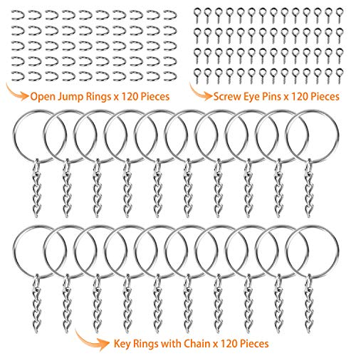 Flasoo Keychain Rings for Crafts, Flasoo 360Pcs Keychains for Resin Include Key Rings with Chain, Jump Rings, Screw Eye Pins for DIY Keychain Making - Image 2