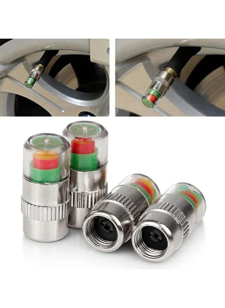Generic - Car Tire Pressure Indicator Tire Pressure Gauge Indicator Alert Monitoring Valve Cap Sensor External Valve Detection 4 Pieces - Image 1