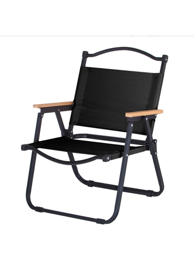Generic - Camping Chair Folding Picnic Chair Collapsible Outdoor BBQ Seat with Cup Holder Arm Rest Wood Picnic Portable Chair Beach Chair - Image 1