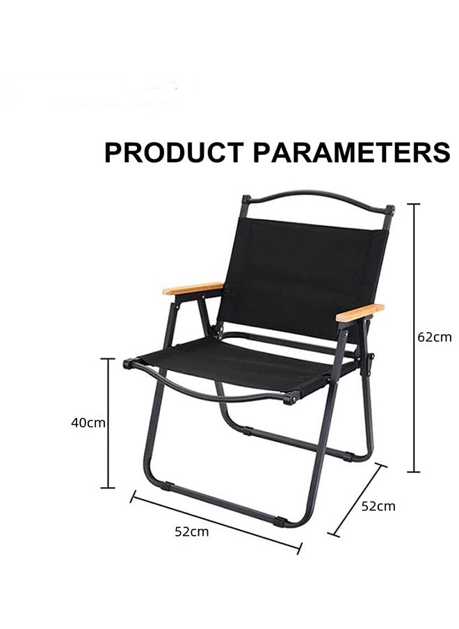 Generic - Camping Chair Folding Picnic Chair Collapsible Outdoor BBQ Seat with Cup Holder Arm Rest Wood Picnic Portable Chair Beach Chair - Image 1