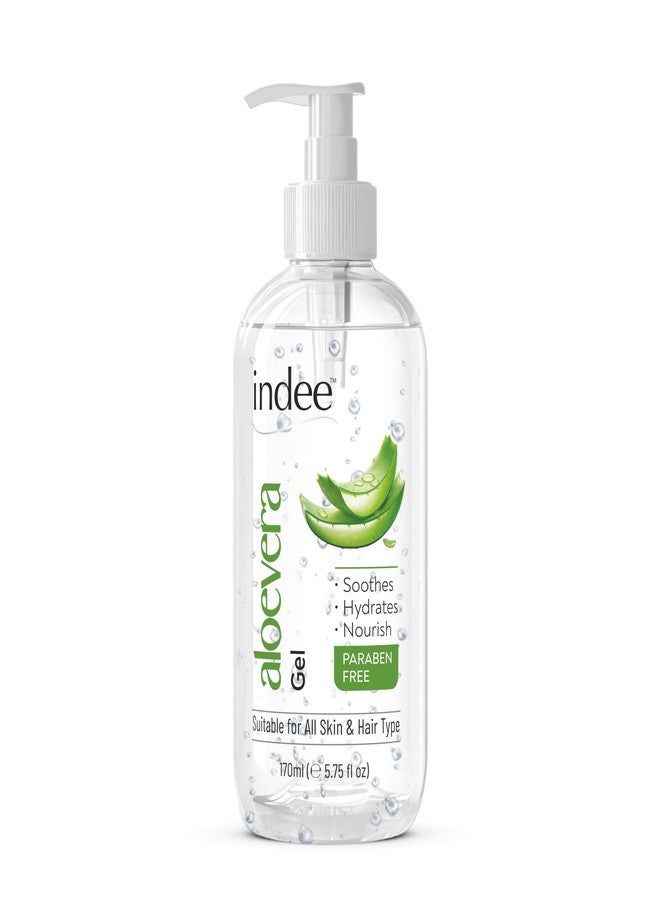 Indee Pure Aloe Vera Gel for Skin & Hair Hydrating Soothing Face Hair Care Gel for Acne Scars Vitamin E Natural Moisturizer for Men Women (170ml, Pack of 1) - Image 1
