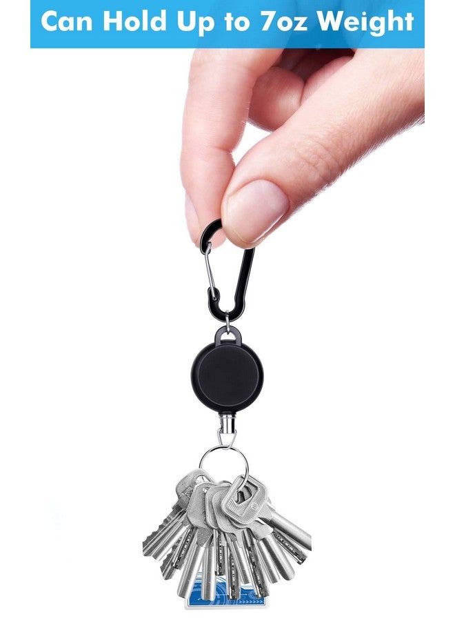 selizo 5 Pcs Retractable Keychain Retractable Badge Holder Reel Clip Id Badge Holder With Steel Wire Rope, Black - Image 5