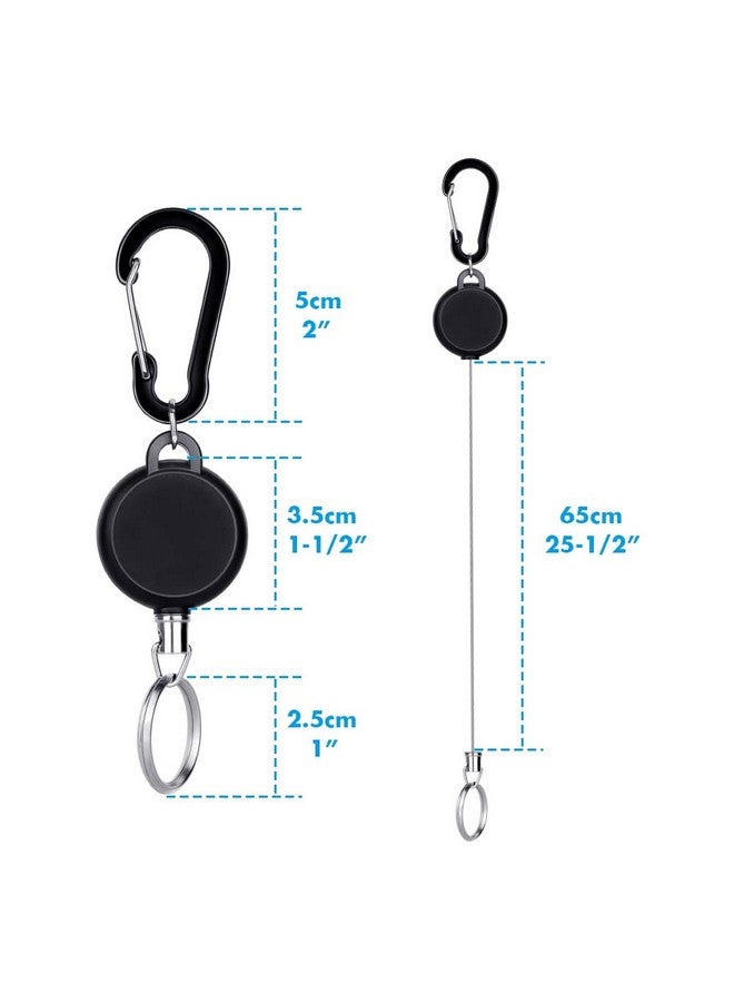 selizo 5 Pcs Retractable Keychain Retractable Badge Holder Reel Clip Id Badge Holder With Steel Wire Rope, Black - Image 3