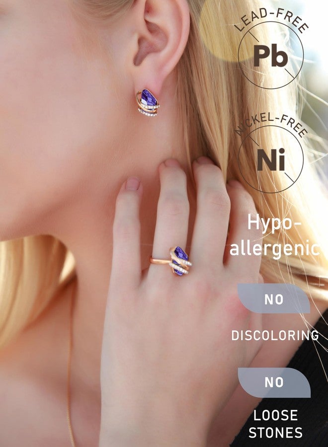 Leafael Wishstone Crystal Stud Earrings, Birthstone Earrings with Healing Crystals, Silver-tone or Rose Gold Earrings for Women, Allergy-Free Jewelry Gift for Women with Gift Box - Image 2