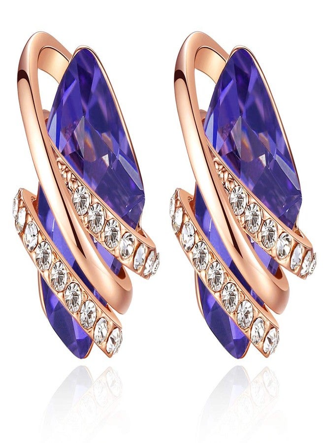 Leafael Wishstone Crystal Stud Earrings, Birthstone Earrings with Healing Crystals, Silver-tone or Rose Gold Earrings for Women, Allergy-Free Jewelry Gift for Women with Gift Box - Image 1