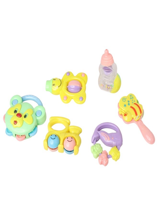 PANCIKAA 6 Pieces Baby Rattle Set Non-Toxic Rattle Bell and Teether Cartoon Toy Educational Toy for Baby Toddlers Newborn Colorful - Mix - Image 3