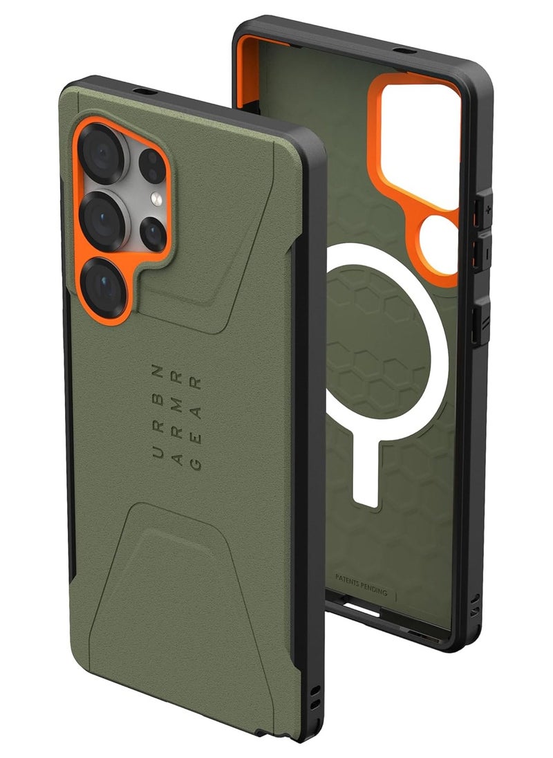 Urban Armor Gear - UAG Civilian MagSafe for Samsung Galaxy S25 ULTRA Case Cover [20 Feet Drop tested] - Olive Drab - Image 1