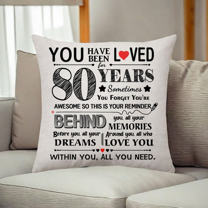 Aconesong Aconesong 80th Birthday Gift for Women Men Birthday Decoration Throw Pillow Cover Gifts for 80 Years Old Mom Dad Grandparents Nanny Nana Auntie Sister Brother Friend 45 x 45 cm (80) - Image 2