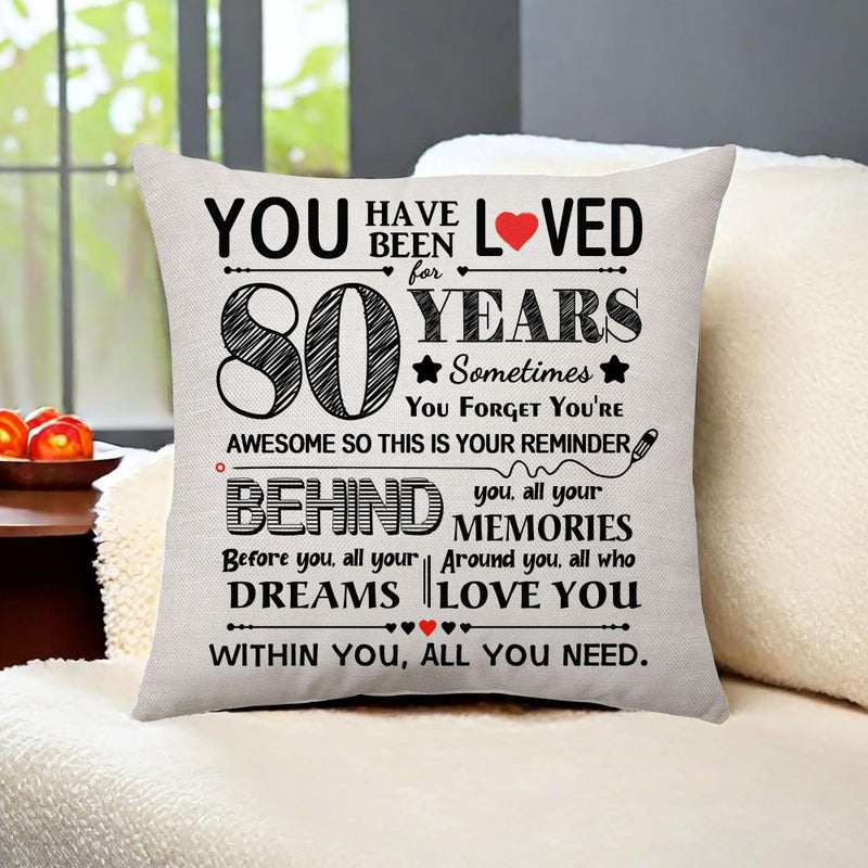 Aconesong Aconesong 80th Birthday Gift for Women Men Birthday Decoration Throw Pillow Cover Gifts for 80 Years Old Mom Dad Grandparents Nanny Nana Auntie Sister Brother Friend 45 x 45 cm (80) - Image 4