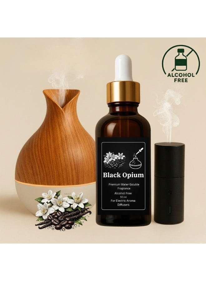 Black Opium Concentrated Fragrance for Electric Steam Diffusers - (Refill Bottle) 50ml - Alcohol-Free - Strong Longevity - Safe for Health - Image 1