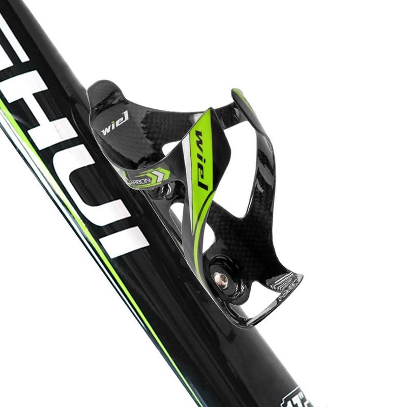 Wiel 100% Full Carbon Fiber Bicycle Bike Light Drink Water Bottle Cage Holder (2PCs Green) - Image 2