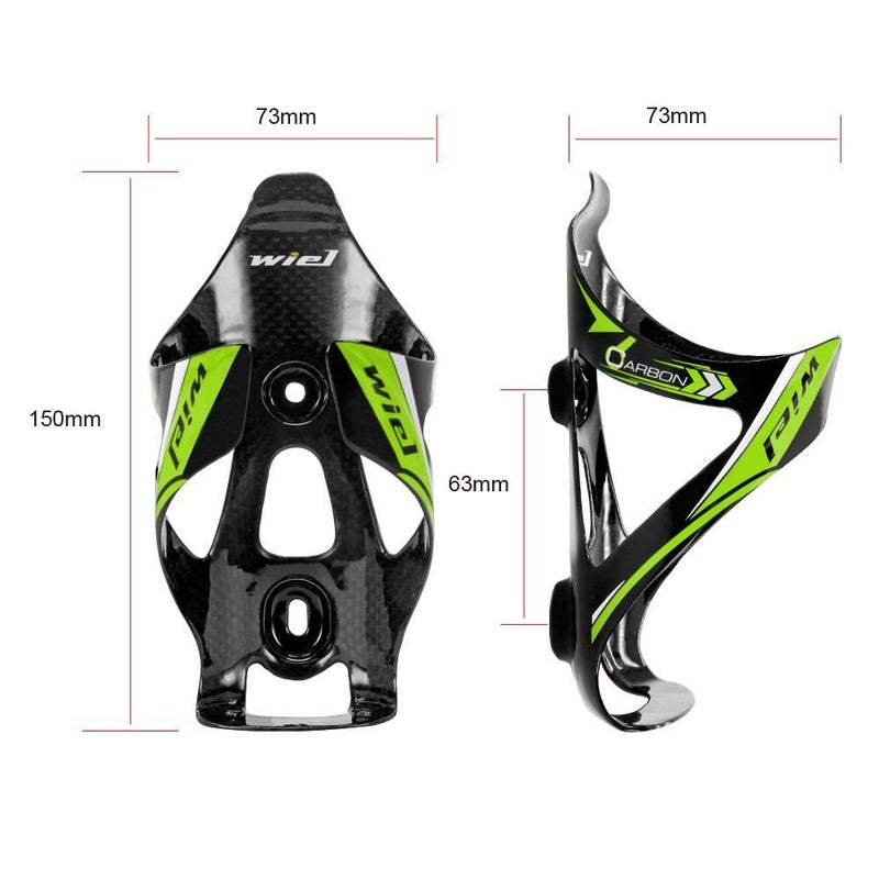 Wiel 100% Full Carbon Fiber Bicycle Bike Light Drink Water Bottle Cage Holder (2PCs Green) - Image 5