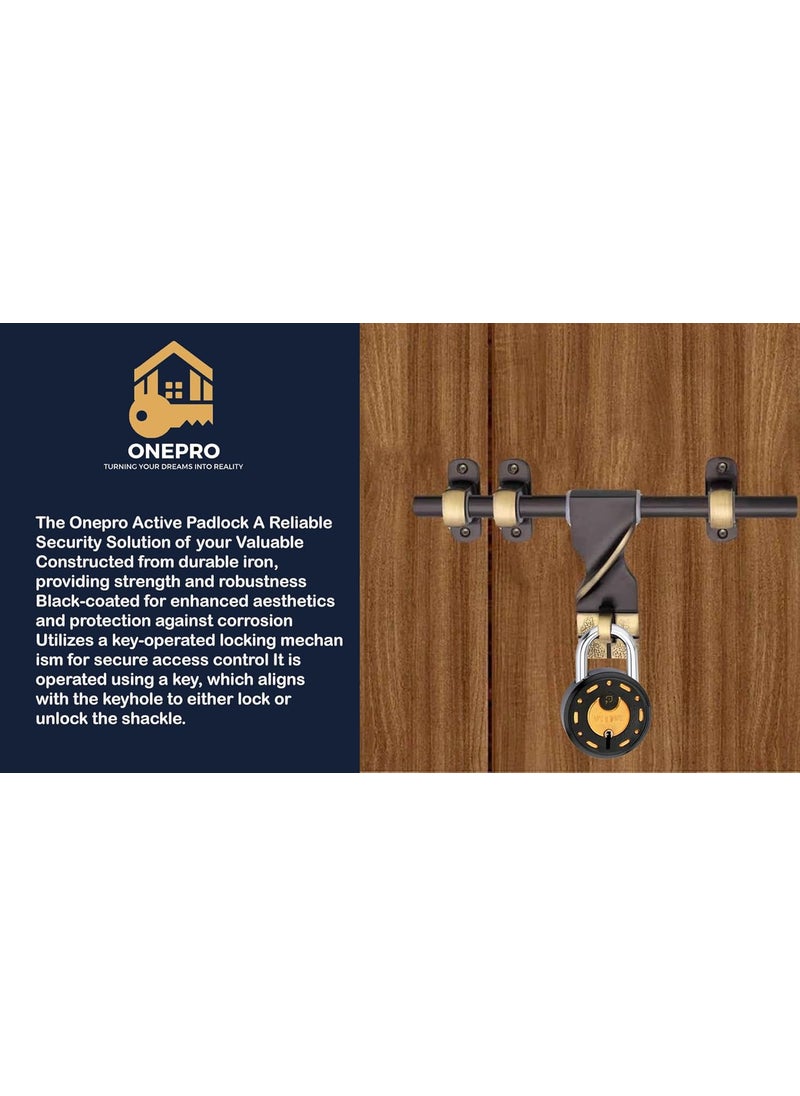 ONEPRO Azco Round Locks 65mm 6 Same Keys with 3 Padlocks 8 Levers Double Locking Lock and Key for Home Door Shop Gate Office Locker Black Gold Finish Pack of 3  - Image 2