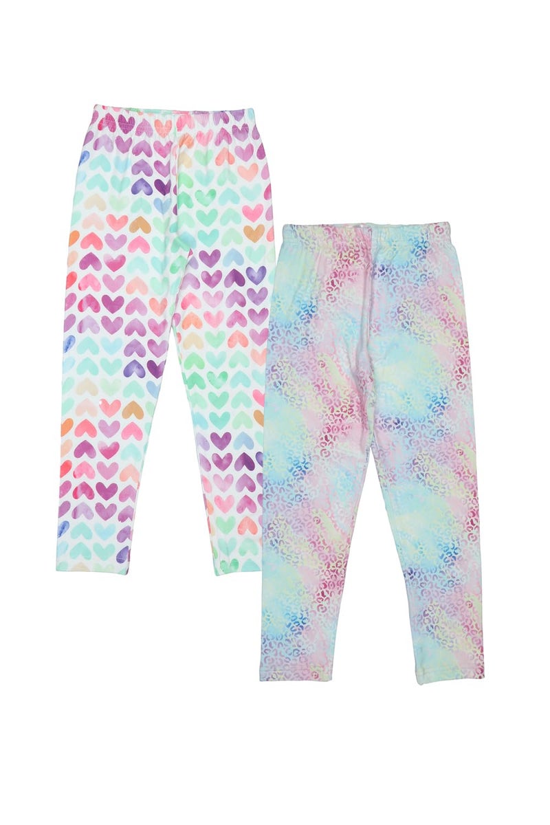 Doodle Premium 100% Cotton Leggings Stretchable Pants for Girls | Printed | Anti Shrink & Fade Resistant | Elasticated Waist | Ankle Length (Age – 11 to 12 Years | Set of 2 | White & Blue) - Image 1