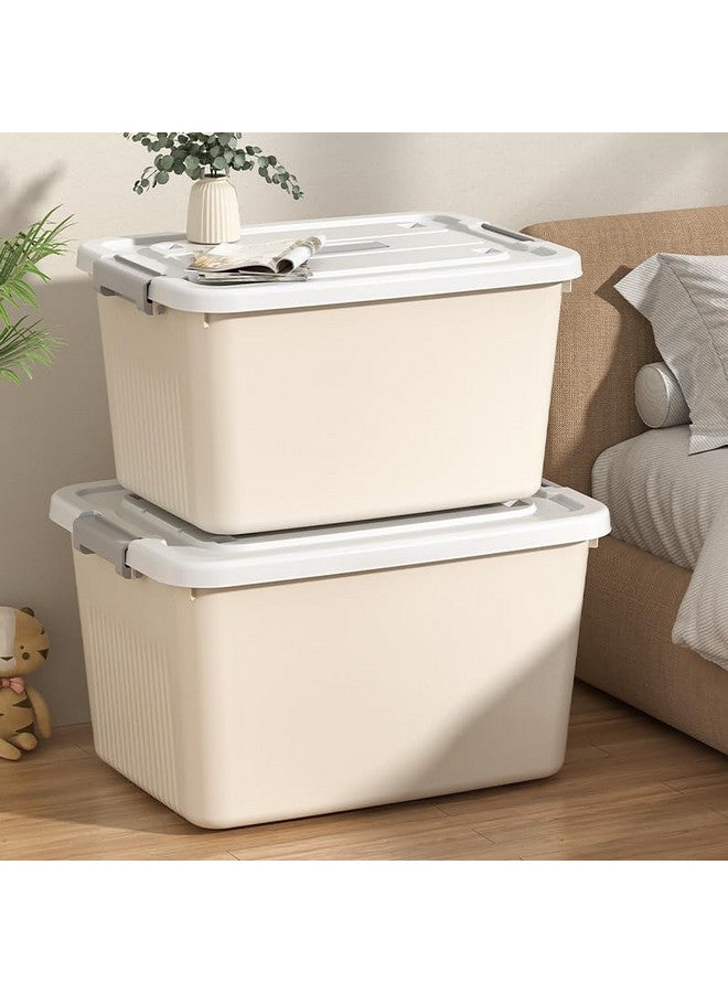 KREPS® Plastic Storage Bins With Latching Lids Stackable Containers, Large Storage Box For Bedroom, Basement, Classroom, Camping, Office (CREAM, COMBO SET, PACK OF - 1) - Image 5