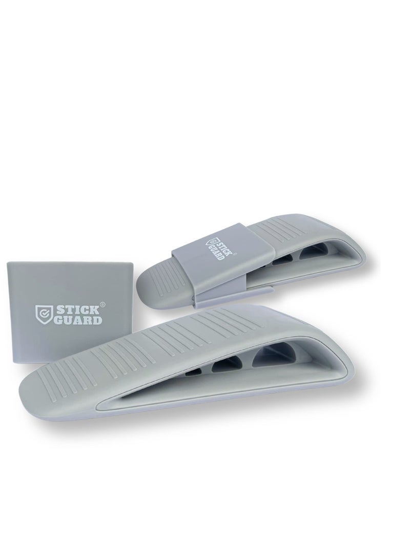 ستيك جارد سدادة باب مطاطية شديدة التحمل من StickGuard (عبوة من قطعتين) - أسافين أبواب مطاطية ممتازة مضادة للانزلاق مع حامل - إسفين إيقاف الباب للمنزل والمكتب والمدرسة - متوافق مع جميع الأسطح - Image 1