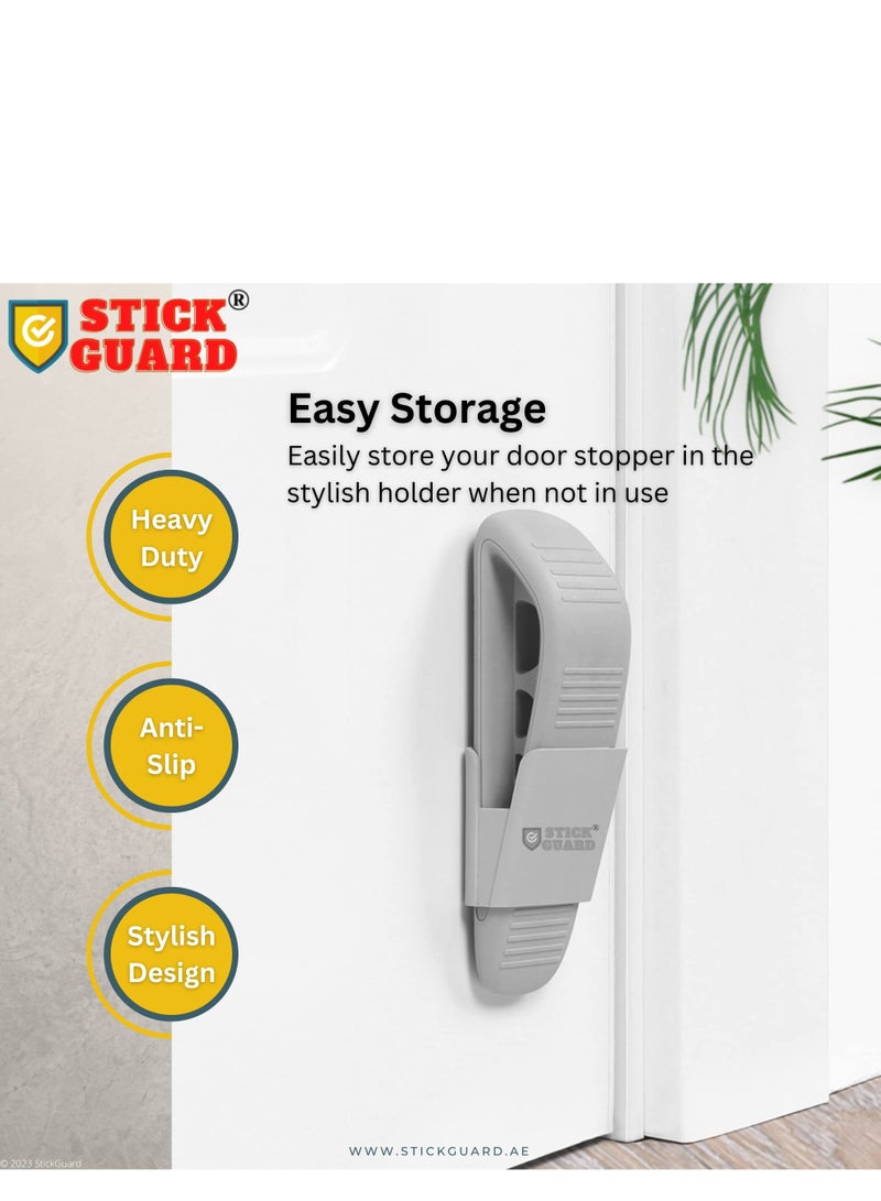 ستيك جارد سدادة باب مطاطية شديدة التحمل من StickGuard (عبوة من قطعتين) - أسافين أبواب مطاطية ممتازة مضادة للانزلاق مع حامل - إسفين إيقاف الباب للمنزل والمكتب والمدرسة - متوافق مع جميع الأسطح - Image 2