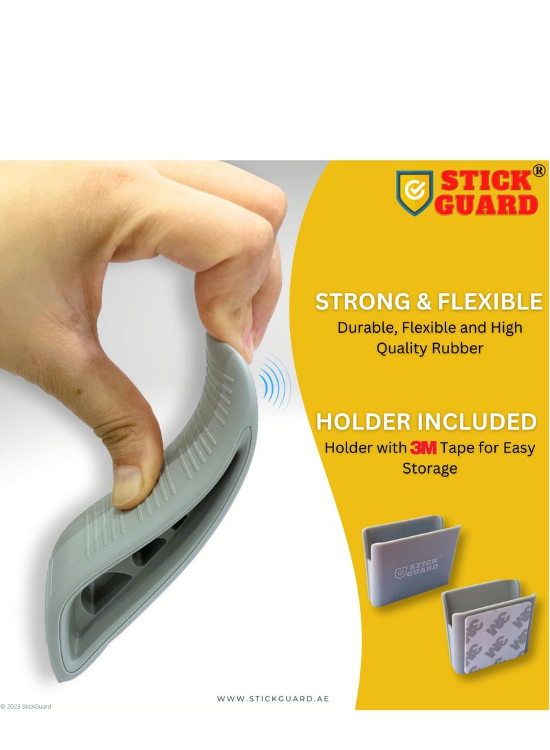 ستيك جارد سدادة باب مطاطية شديدة التحمل من StickGuard (عبوة من قطعتين) - أسافين أبواب مطاطية ممتازة مضادة للانزلاق مع حامل - إسفين إيقاف الباب للمنزل والمكتب والمدرسة - متوافق مع جميع الأسطح - Image 5