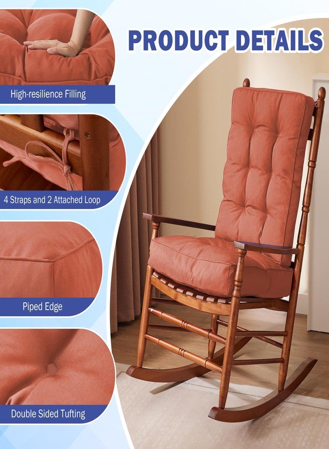 IPYNBAP Rocking Chair Cushion Set, Waterproof and Fade Resistant Patio Chair Cushions, Tufted Pads for Rocker Furniture, Indoor/Outdoor Adirondack Chair Cushions with Ties, 17x17 Inch, Spice - Image 5