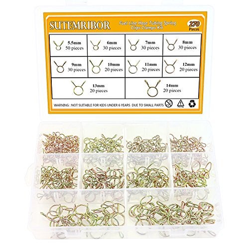 Sutemribor سوتيمريبر 270 قطعة 10 أحجام مجموعة مشابك أنابيب خط الوقود للدراجات النارية والسكوتر و ATV، 5.5-14 مم - Image 1