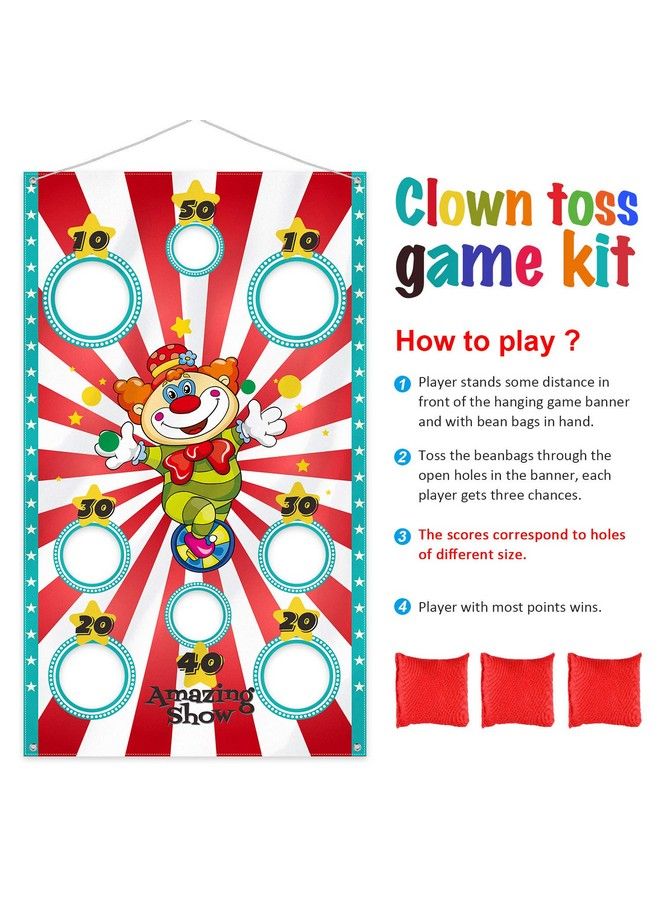Blulu Carnival Clown Toss Game Banner With 3 Bean Bags For Kids And Adults In Carnival Party Activities Carnival Party Decoration Supply Set - Image 4