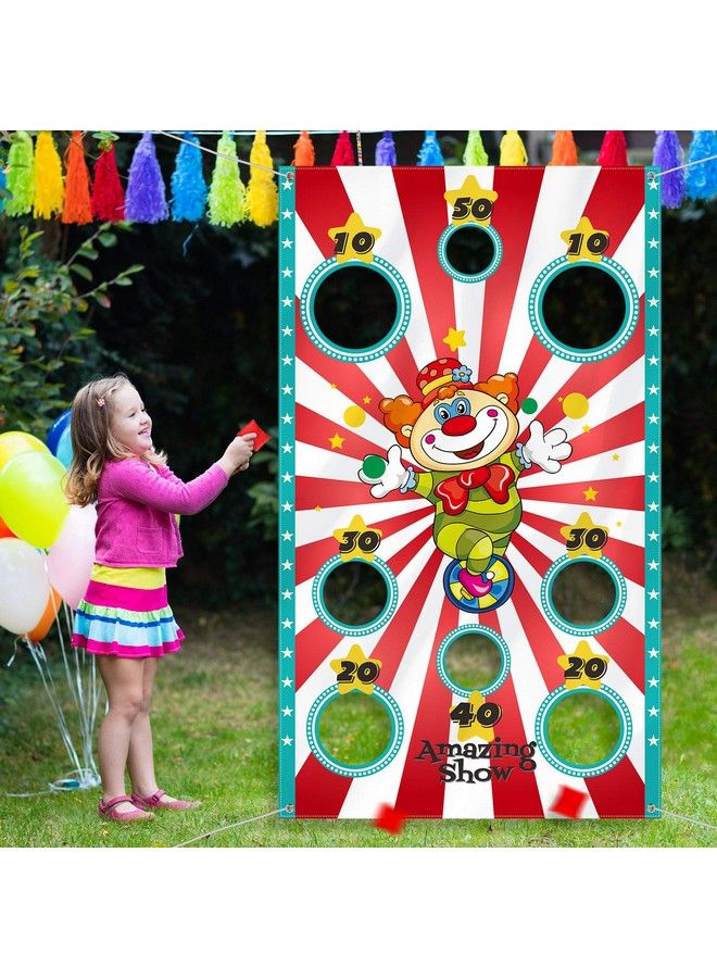 Blulu Carnival Clown Toss Game Banner With 3 Bean Bags For Kids And Adults In Carnival Party Activities Carnival Party Decoration Supply Set - Image 2