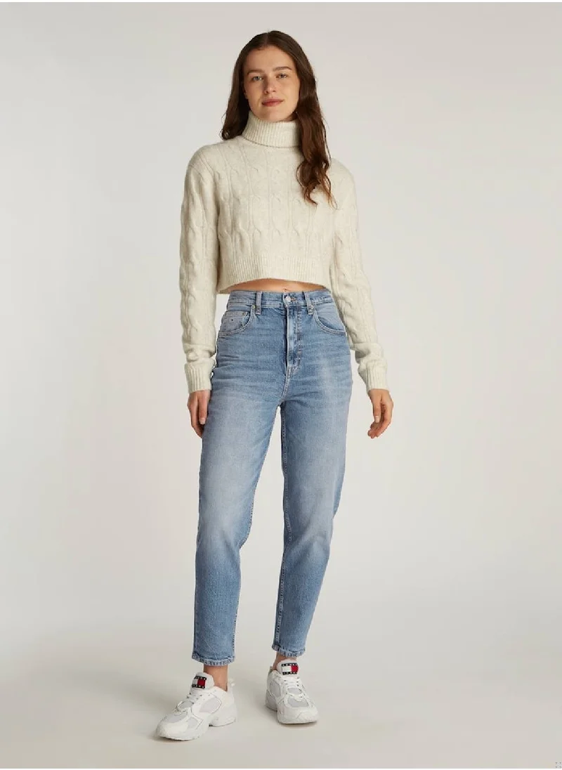 TOMMY JEANS Women's Mom Jeans - Cotton, Blue