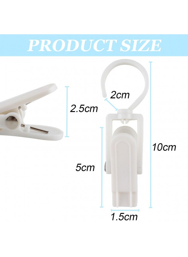 VinBee Vinbee 20 PCS Laundry Hooks with Clips Super Strong Plastic Home Travel Swivel Hanging Hanger Closet Organizer Clamps Socks Boot Bras Towels for Bathroom Wardrobe Kitchen Office - 4.3 Inches (White)  - Image 1