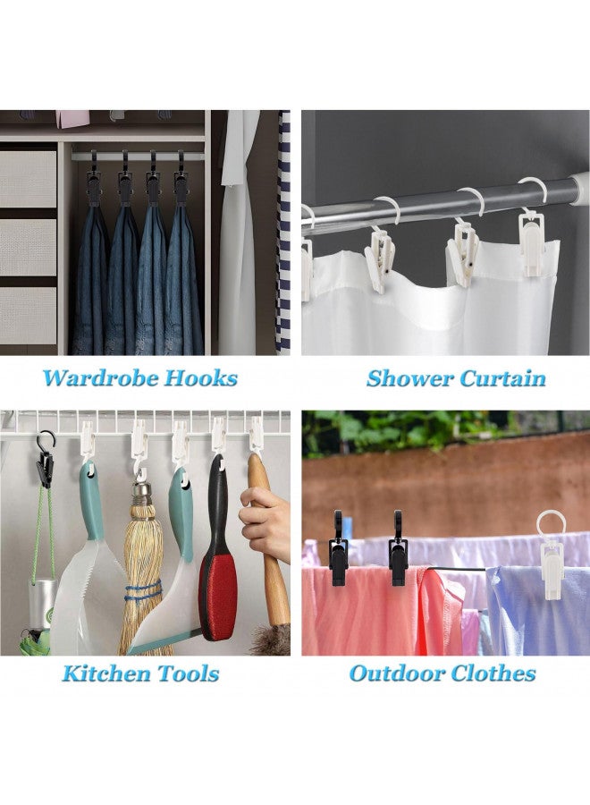 VinBee Vinbee 20 PCS Laundry Hooks with Clips Super Strong Plastic Home Travel Swivel Hanging Hanger Closet Organizer Clamps Socks Boot Bras Towels for Bathroom Wardrobe Kitchen Office - 4.3 Inches (White)  - Image 2