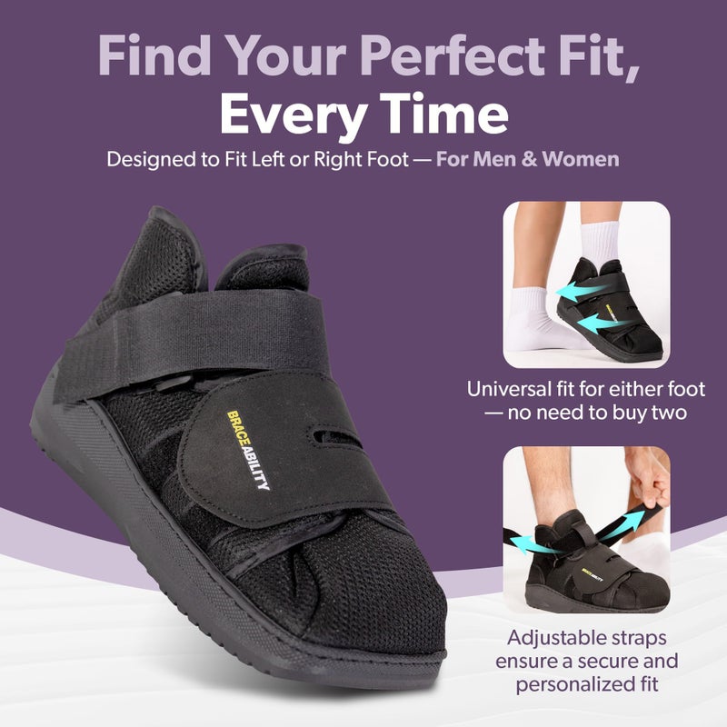 BraceAbility Closed Toe Medical Walking Shoe - Lightweight Broken Toe Cast Boot, Fractured Foot Brace for Metatarsal Stress Fracture, Post-op Bunion, Hammertoe Surgery Recovery - For Men or Women (S) - Image 5