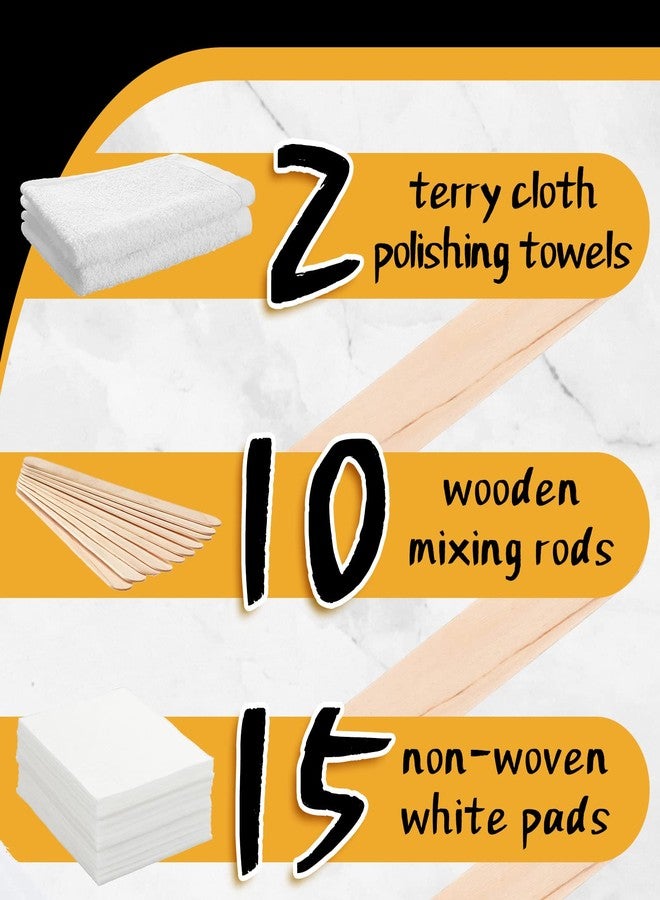 Oudain 27 Pieces Wood Wax Applicator, Includes 15 White Non-Woven Pads 2 Terry Cloth Buffing Towels and 10 Stirring Sticks for Polishing Cutting Board and Multi Purpose Use in Home - Image 3